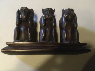 Wooden 3-Monkey Statue