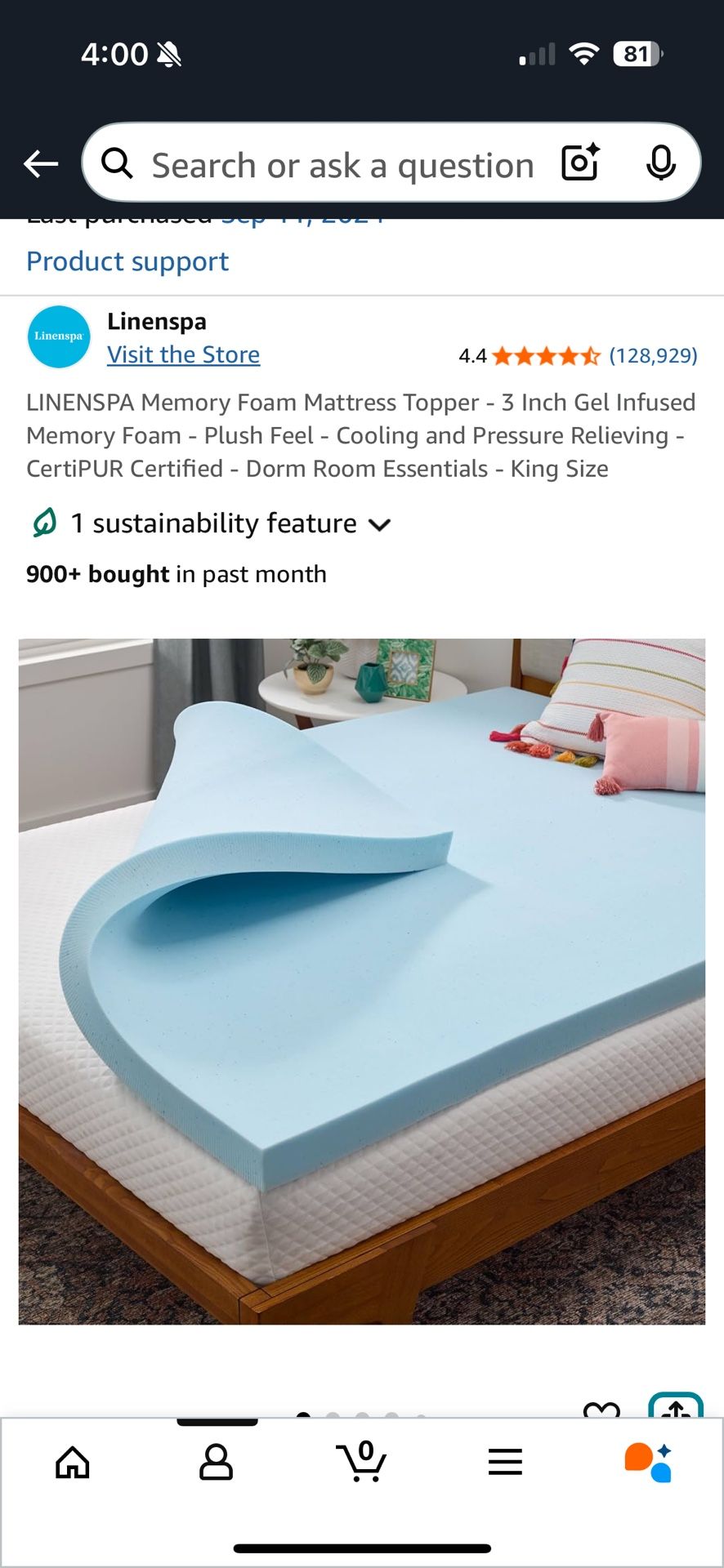 3” Mattress Topper Gel/foam King