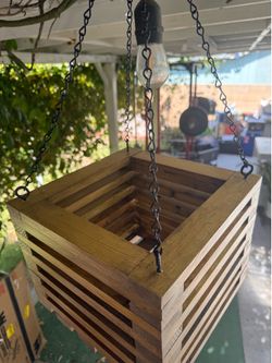 Rustic Hanging Planter Box – Handmade Reclaimed Wood, Slatted Design