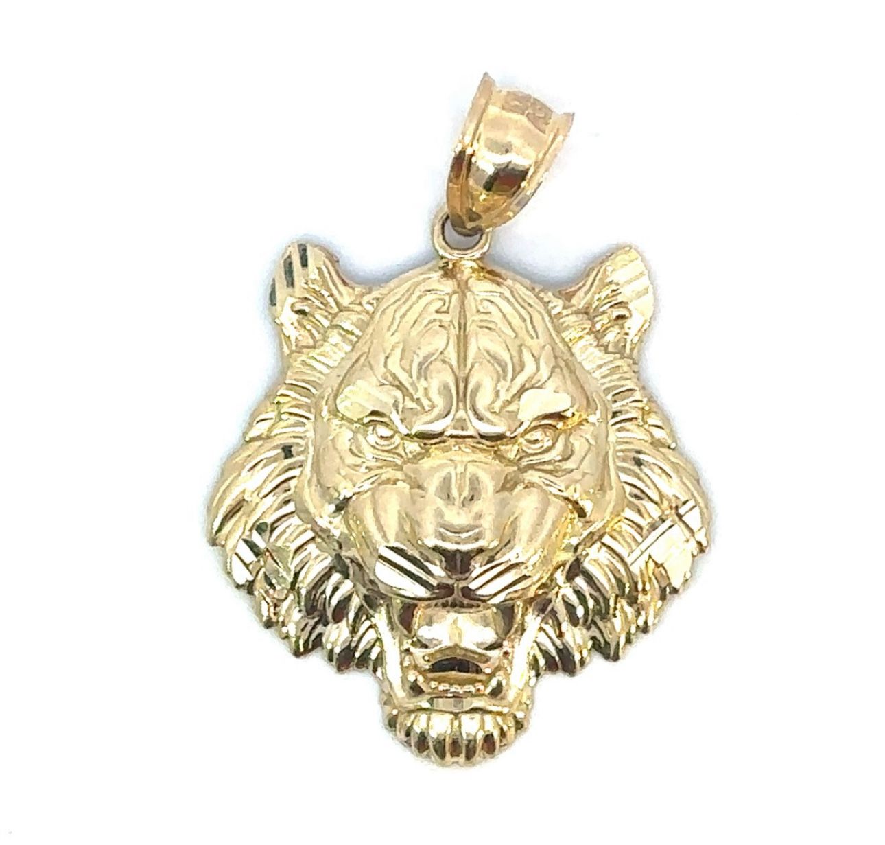 10k Yellow Gold Tiger Head Pendant Charm Necklace GP3108528