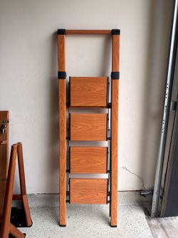 Vintage Wooden Folding Ladder Shelf / Organizer