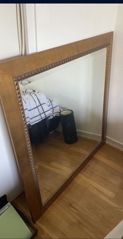 38.5” Square Wooden Frame Wall Vanity Mirror