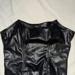 Cropped Black Corset Zip Up Top