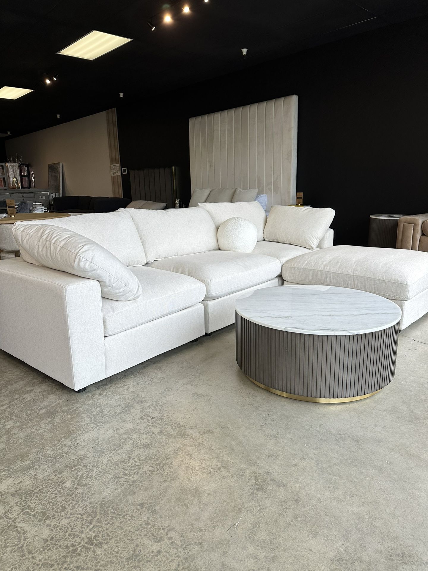 “Cloud” Sectional Sofa Modular Chaise with Ottoman