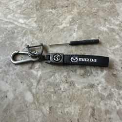 Mazda key chain fob Keychain in Black Genuine Leather