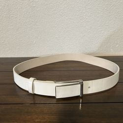 Vintage White Leather Belt 