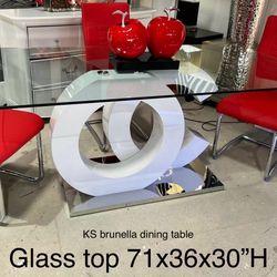 New White High Gloss Dining Table 4 Chairs 5pc Set Matching Coffee And Console Table Available 