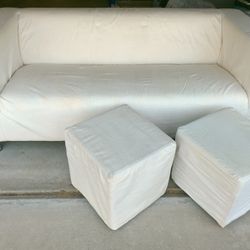 Ikea Beige Sofa With Ottomans