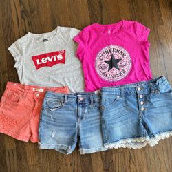 Girls Mixed Lot 5 Clothes Size M 10-12 Levis Cat & Jack Converse Old Navy Shorts