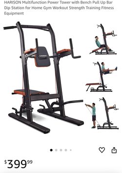 Power Tower W/Bench & Straps