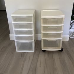 Drawer Containers  (set Of 2 ) Plastic One Drawer Has Coaster Wheels