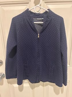 Croft & Barrow Navy Dotted Full-Zip Jacket XL