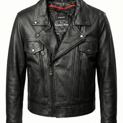 Leather King Motorcycle Jacket Men XL Tall XLT Black Biker Moto Blacked Out Milwaukee Shaf First Mfg Co