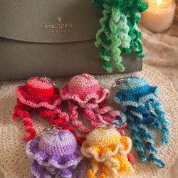 Crocheted Jelly Fish Keychain