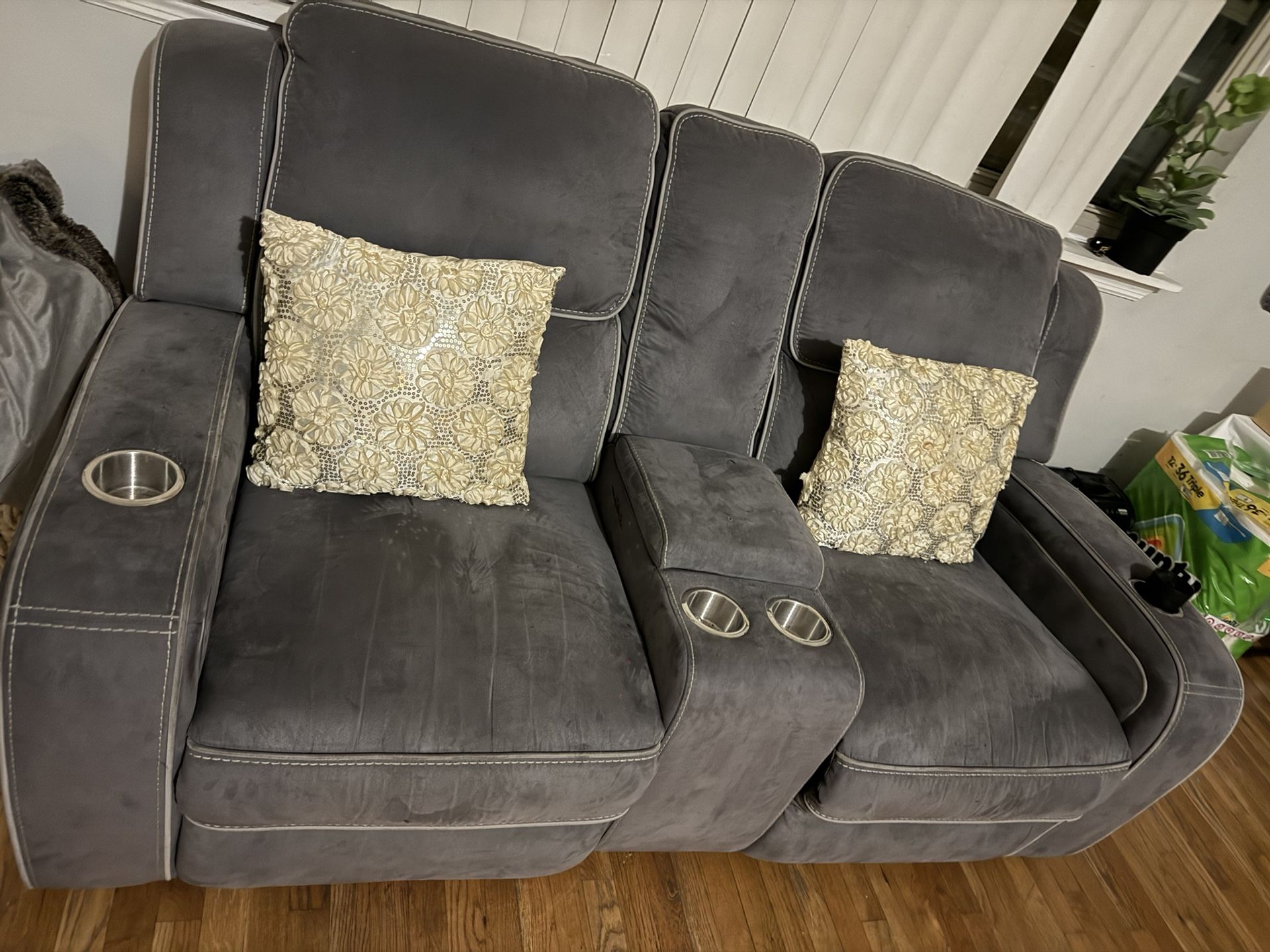 Grey Suede Couches