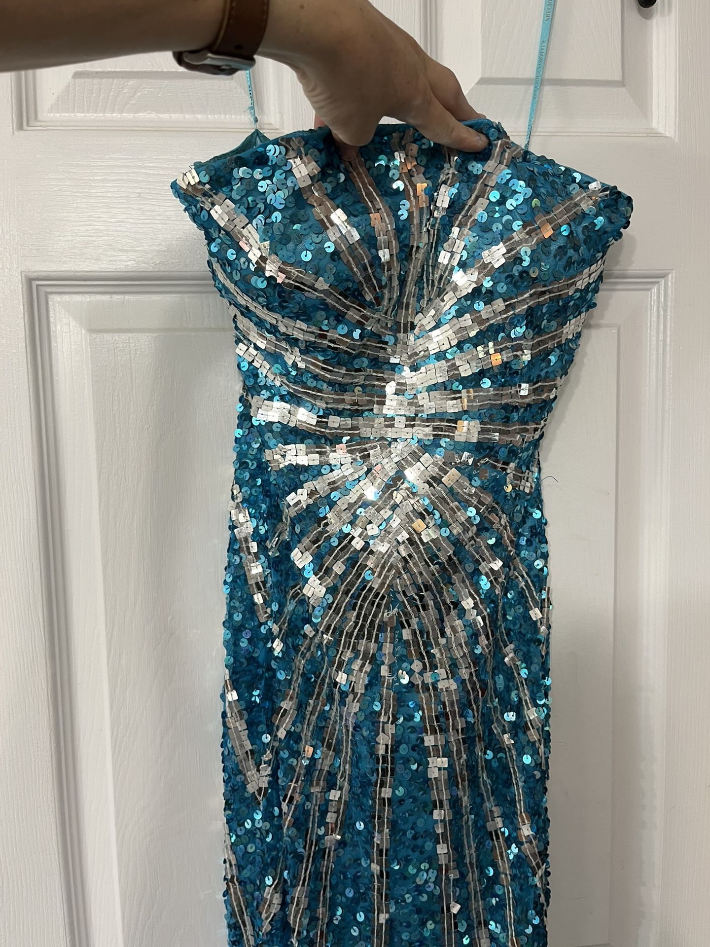 Sequin Blue Prom Dress