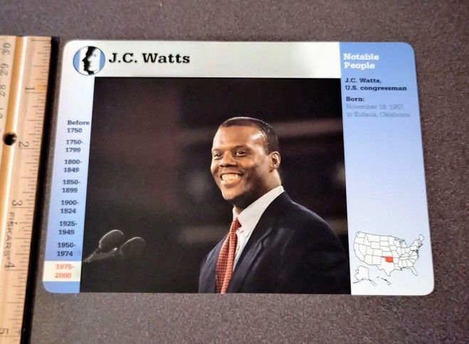 1999 Grolier J.C. Watts Football Congressman American History Vintage Collectible Large Card