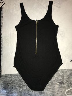 Black zip front bodysuit