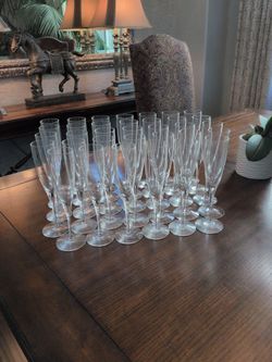 MOVING SALE Set of 34 Glass Champagne Flutes