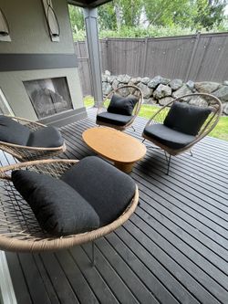 Article Patio Lounge Set - 4 Aeri Chairs + Baarlo Oak Table