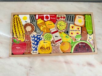 Wooden Food Alphabet Puzzle Toy Set