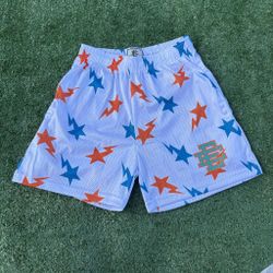 Eric emanual White Shorts with orange and blue stars