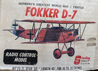 Vintage Fokker D-7 RC Balsa Model kit