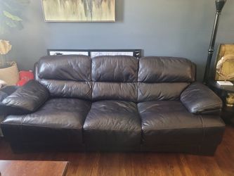 Brown leather couch