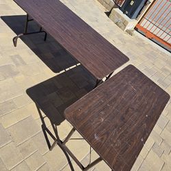 Folding Table Brown Woodgrain Portable Utility Table