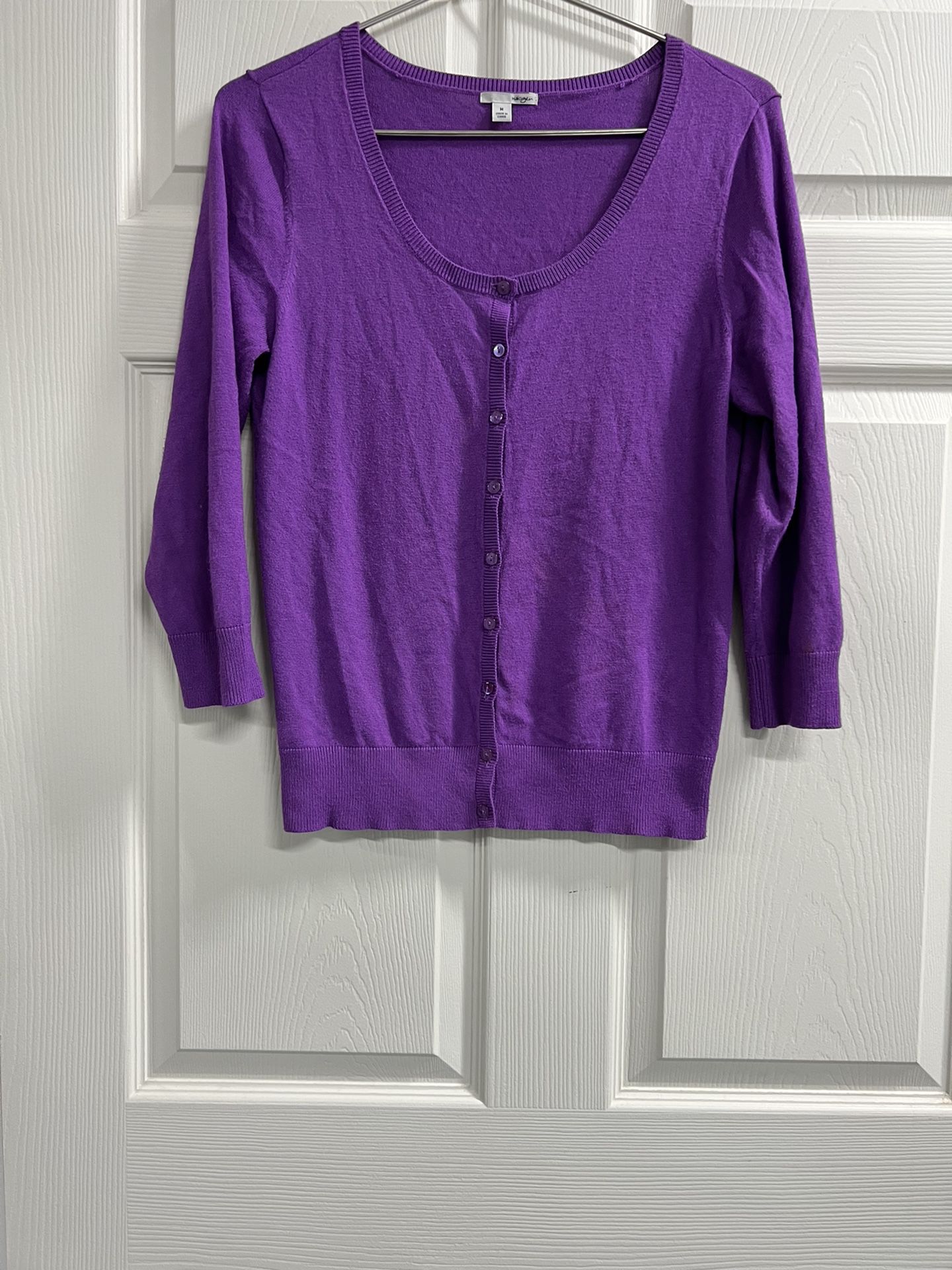 Halogen Purple Long Sleeve Cardigan Sweater - Size Medium - GUC