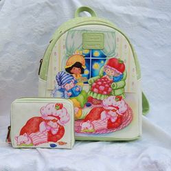 Loungefly Strawberry Shortcake and friends slumber party backpack and wallet