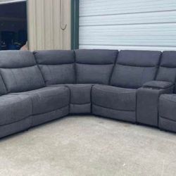 6 PIECE FABRIC POWER RECLINING SECTIONAL WITH POWER HEADRESTS 