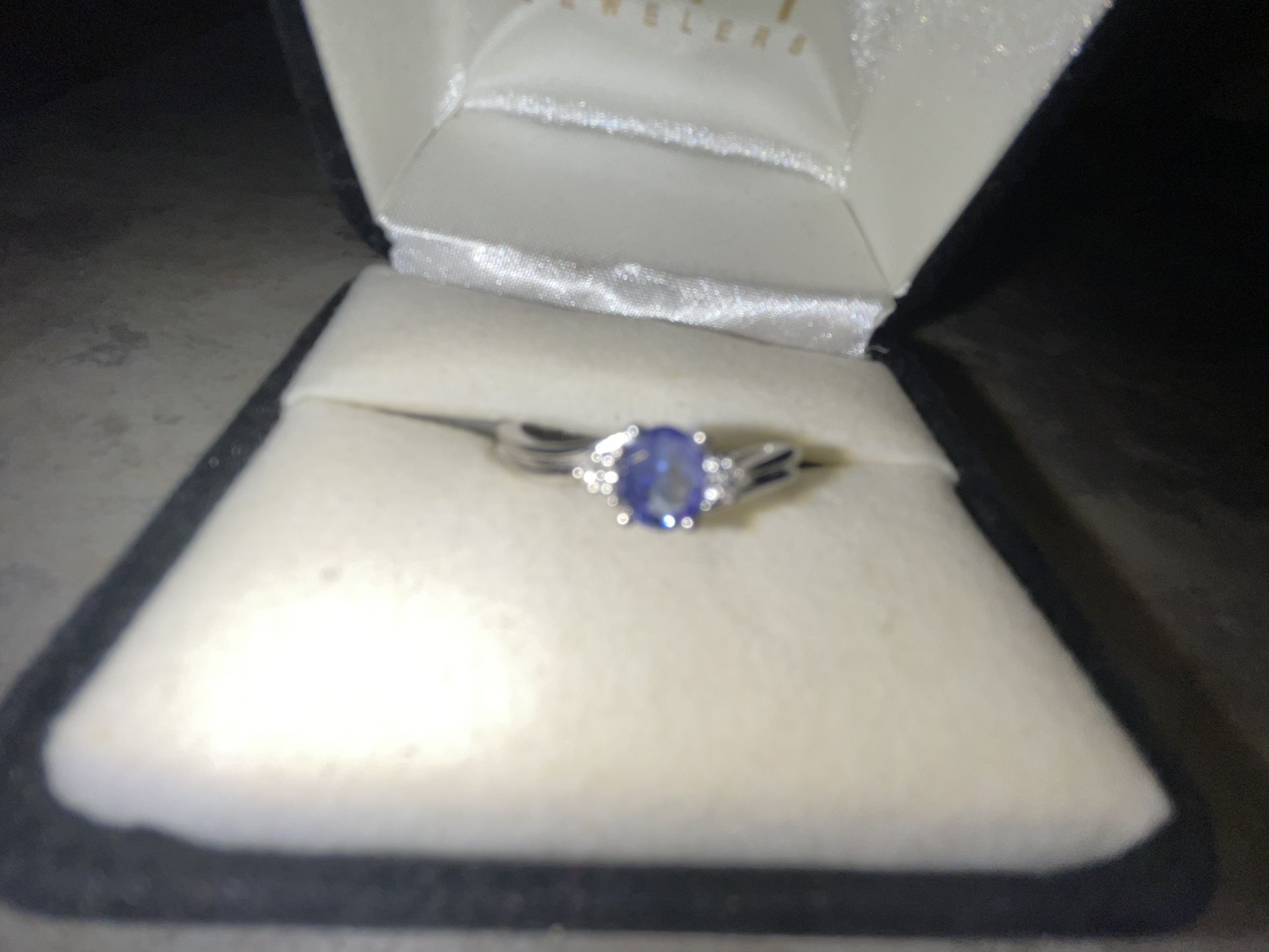 18k White Gold 1Ct. Lavender Sapphire Ring With Diamond Accent