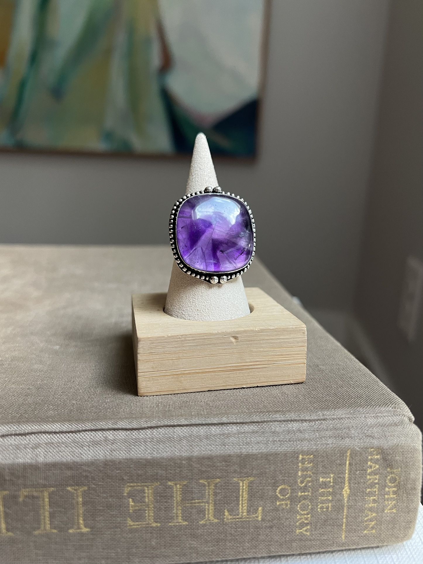 Adjustable Amethyst Gemstone Statement Ring ( firm on price )
