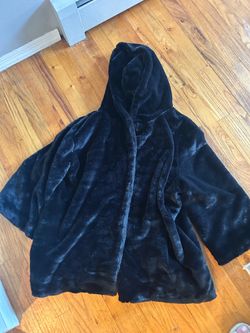 Black velvet hooded jacket, one size