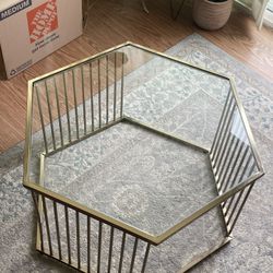 Brass Hexagon Coffee Table 