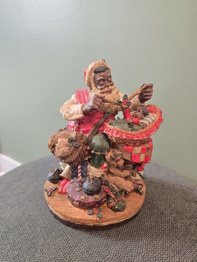 RARE Kirkland’s Cedar Creek Collection African Black Santa Making Toys