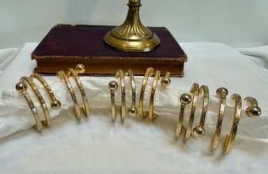 Set/6 Kemp & Beatley Style Gold Toned Spiral Napkin Rings