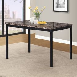 Roundhill Noyes Metal Dining Table with Laminated Faux Marble Top