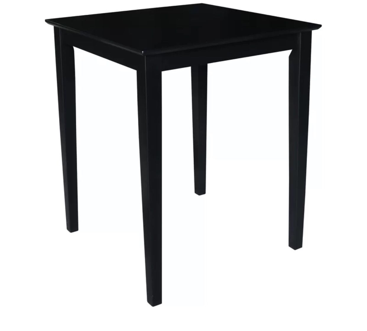 Black Painted Wood Table For Two With Tan Fabric Chairs
