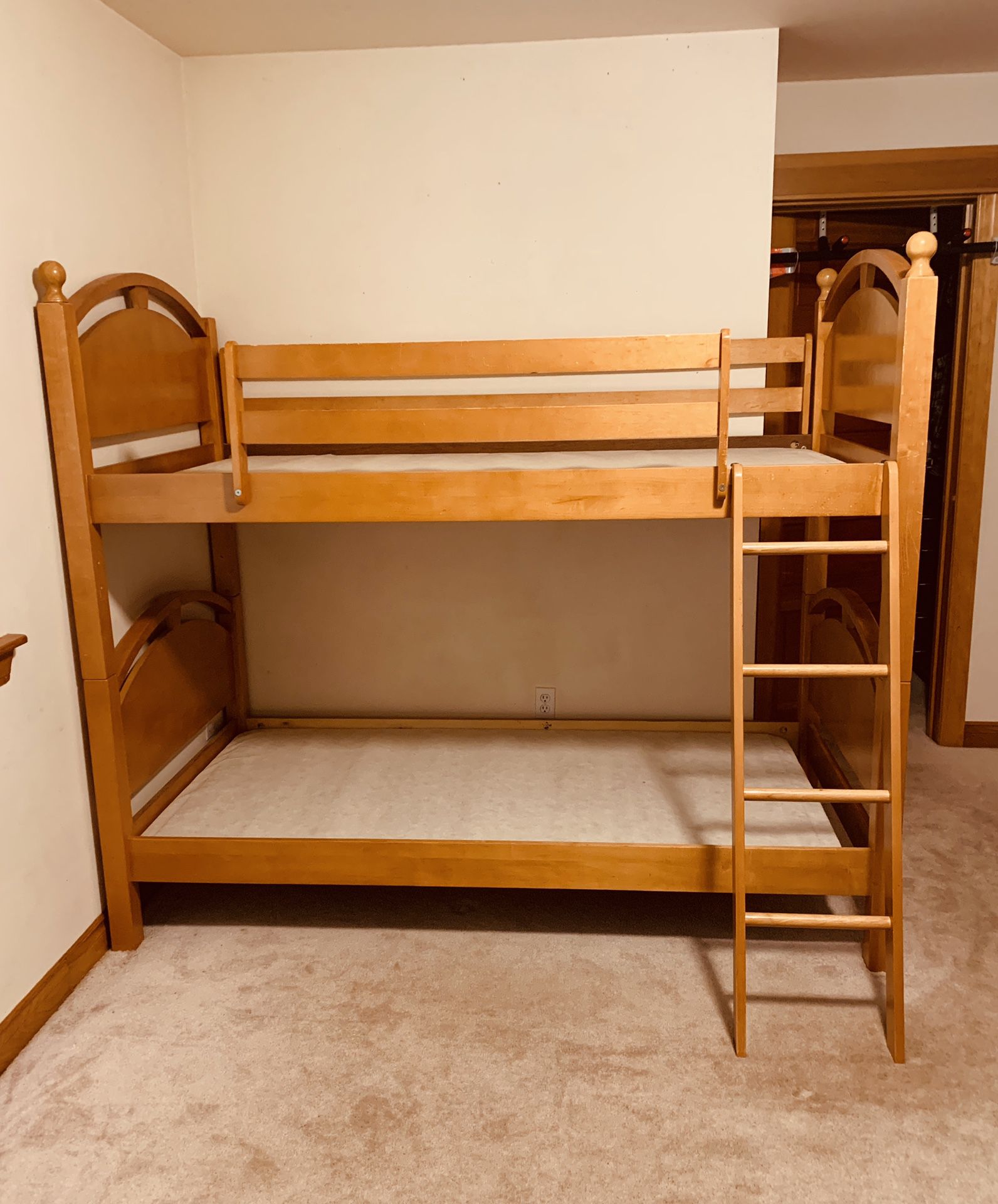 Solid Wood Twin Over Twin Bunk Bed or Two Separate Twin Beds