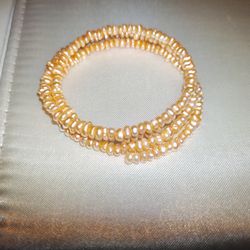 Orange Pearl Bracelet (Real Pearls)