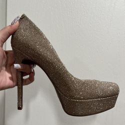 JESSICA SIMPSON glitter Gold PUMPS/shoes NEW