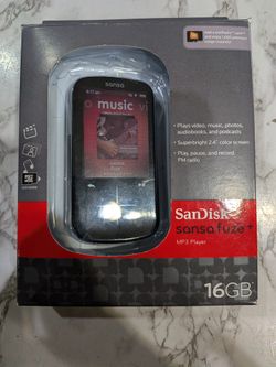 SanDisk Sansa Fuze+ Black ( 16 GB ) Digital Media Player (New Battery, Working)