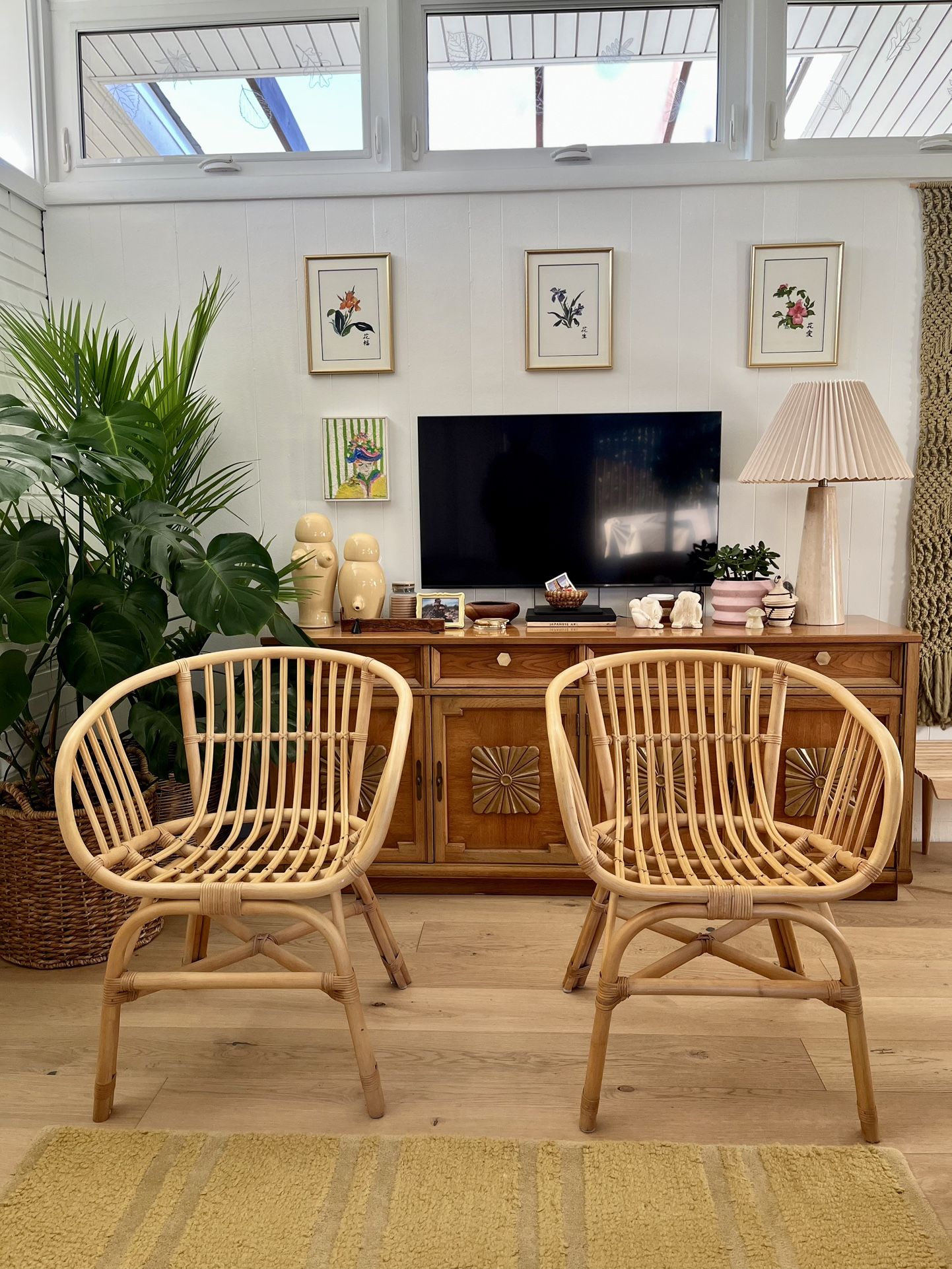 Modern Vintage Style Boho Rattan Chairs MCM