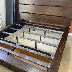 FREE King Size Headboard & Frame with Storage Drawers (no mattress)