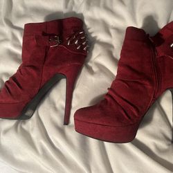Red Ankle Boots Size 10