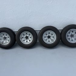 4 Trailer Tires w/ Rims – ST175/80R13 – Like New – 8 Ply