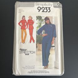Simplicity Sewing Pattern 9233 Size 10 12 14 Tunic Tie Belt Vintage 1979