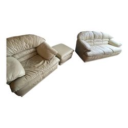 White Leather Sofa Set 